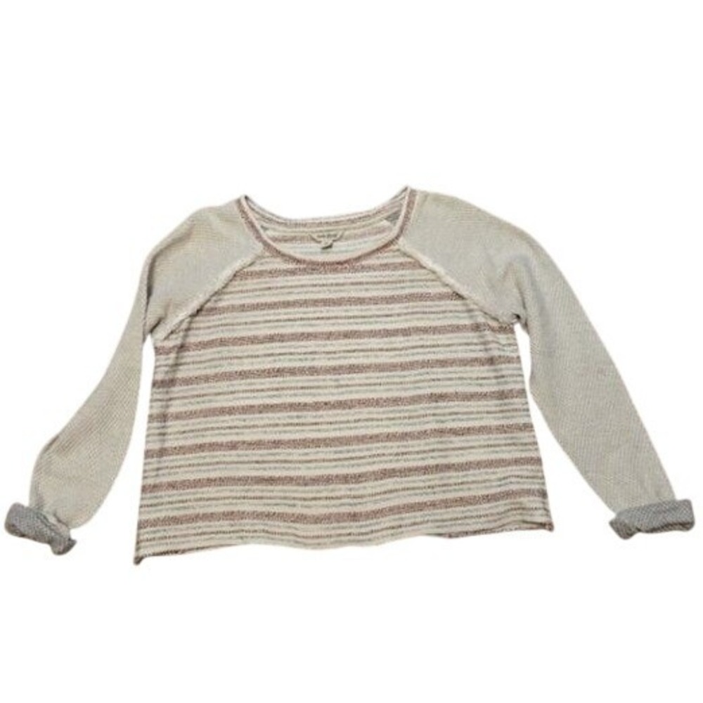 Lucky Brand Crop Distressed Long Sleeve Top Size Med